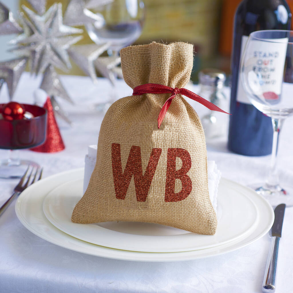 Mini Christmas Sack With Two Glitter Initials