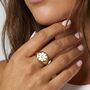 Women's Daisy Flower Signet Ring In 18k Gold, thumbnail 1 of 3