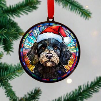 Cavapoo In Santa Hat Suncatcher Decoration, 4 of 6