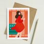 Woman In Red Blank Greetings Card, thumbnail 1 of 3