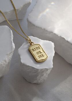 Ride Or Die 18 K Gold Plated Pendant Necklace, 4 of 5