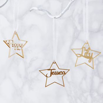 Personalised Metallic Star Christmas Decoration, 2 of 7