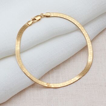 24ct Gold Plated Greek Herringbone Chain Bracelet, 2 of 4