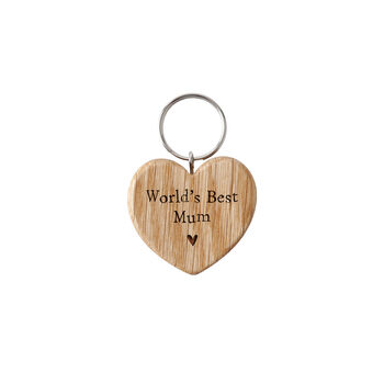 Send With Love 'World's Best Mum' Oak Heart Keyring, 2 of 2