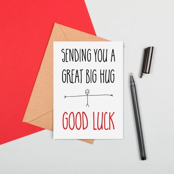 Good Luck Hug Greeting Card, 2 of 2