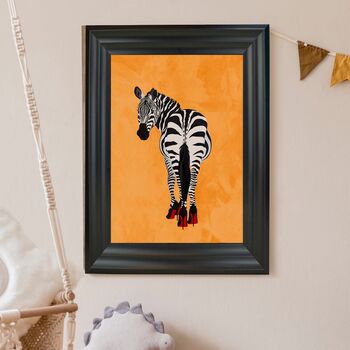Custom A4 Framed Zebra In Heels Print Limited Edition, 3 of 5