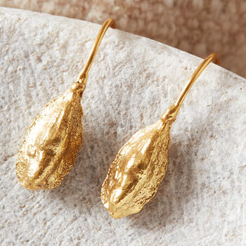 18 K Gold And Silver Cardamon Pod Drop Earrings, 2 of 9