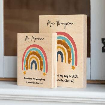 Personalised Rainbow Wood Block Teacher Gift, 3 of 3