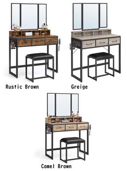 Dressing Table Set With Mirror, Stool, And Three Drawer, 11 of 11