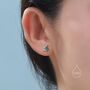 Sterling Silver Tiny Leaf With Natural Green Onyx Stud Earrings, thumbnail 2 of 12