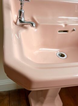 Vintage Pink Twyfords Standard Pedestal Bathroom Sink, 3 of 12