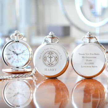 Personalised Christening Pocket Watch Celtic Cross, 3 of 6