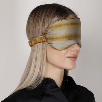 100% Silk Eye Mask Tie And Dye Grey And Gold, 3 of 7