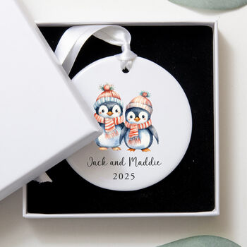 Personalised Penguin Christmas Ceramic Decoration, 2 of 4