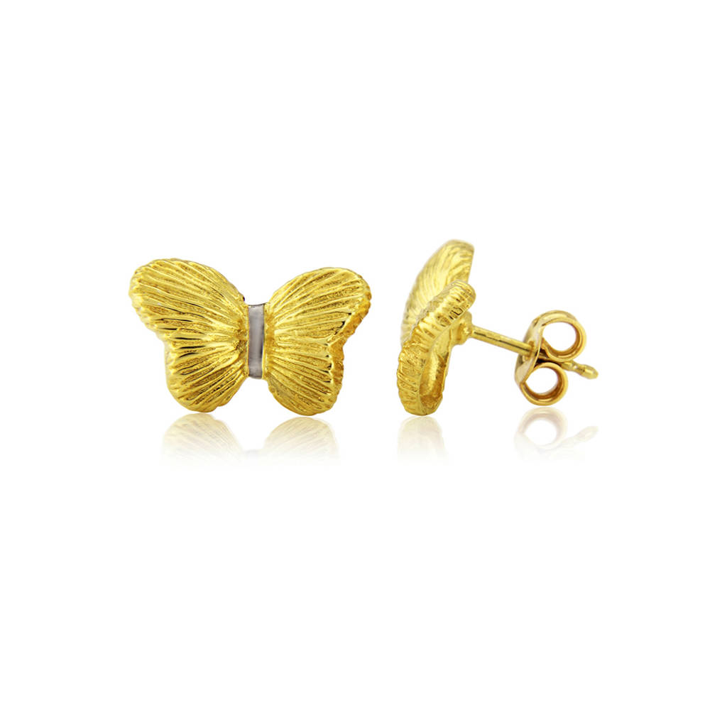 14ct Gold Butterfly Earrings By Argent of London