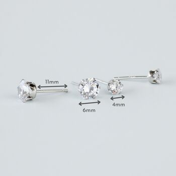 Sterling Silver Circular White Crystal Stud Earrings, 2 of 5