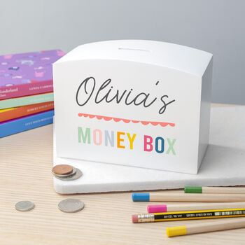 Personalised Colourful Wooden Money Box, 4 of 8