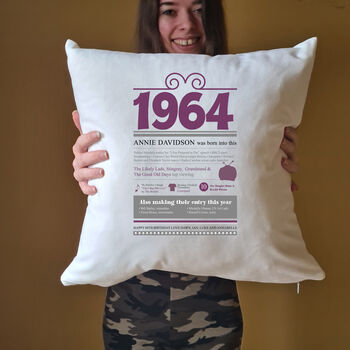 Personalised 60th Birthday Gift 1964 Cushion, 2 of 9