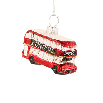 Christmas Glass London Bus Hanging Bauble, 4 of 4