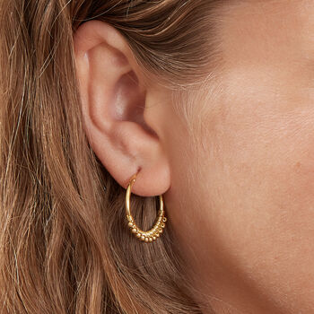 Gold Plated Silver Tiny Ball Hoop Earrings, 3 of 5