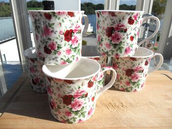 Set Of Six China Palace Mugs In Summertime Chintz Design, 4 of 11