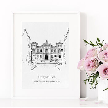 Framed Hand Drawn Wedding Venue Print, 2 of 3