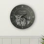Personalised Highland Cow Natural Slate Clock, thumbnail 3 of 6