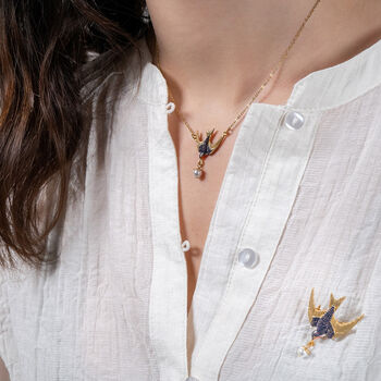 Swallow And Pearl Brooch, 2 of 8