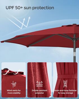 3m Garden Parasol Umbrella Upf 50+ Sun Shade 30° Tilt, 7 of 12