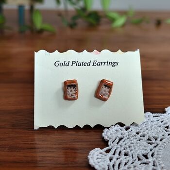 Handmade Ceramic Earrings Studs Gold Plated Findings, 5 of 11