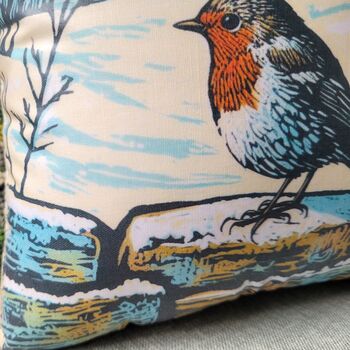 Christmas Robin Winter Bird Decorative Cushion, 4 of 6