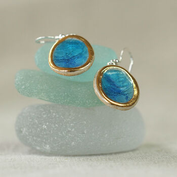 Turquoise Blue Lagoon Oval Drop Earrings, 3 of 5