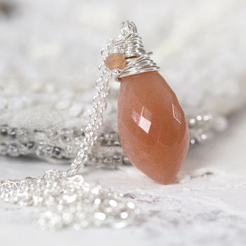 Orange Moonstone Necklace In Silver, Gold Or Rose Gold, 6 of 11