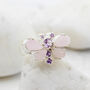 Morganite And Amethyst Gemstone Butterfly Silver Ring, thumbnail 3 of 4