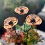 Set Of Three Mini Copper Poppy Garden Planter Stakes, thumbnail 6 of 7