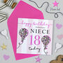 Leopard Love Balloon Niece 18th Birthday Card, thumbnail 1 of 2