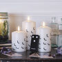 Set Of Three Tru Glow LED Pillar Candles With Bat Decal, thumbnail 2 of 4