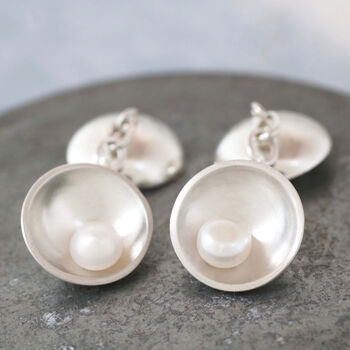 Pearl Anniversary Gift For Him. Double Sided Cufflinks, 4 of 8