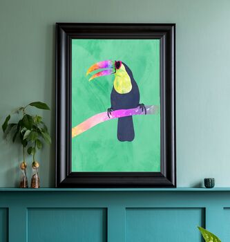 Custom Toucan Bird Rainbow Personalised Art Print, 3 of 7