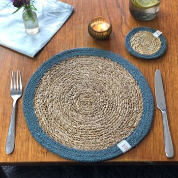 Respiin Set Of Six Seagrass And Jute Tablemats Naturals, 6 of 9