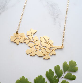 Gold Plated Maidenhair Fern Statement Necklace, 3 of 6