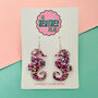 Large Seahorse Glitter Resin Earrings, thumbnail 1 of 4
