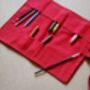 Handloom Cotton Artist Roll | Eco Friendly Art Supply Organiser For Kids | Ruby Red, Empty, thumbnail 1 of 4