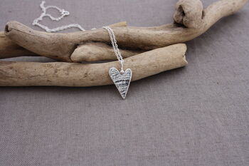 Handmade Silver Textured Heart Pendant, 3 of 3