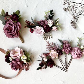 Mauve And Pink Floral Hair Pins, 6 of 6