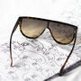 Flat Top Full Lens Sunglasses In Tortoise Shell, thumbnail 3 of 3