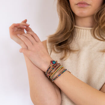 Natural Jasper Love Heart Stone Wrap Bracelet, 2 of 8