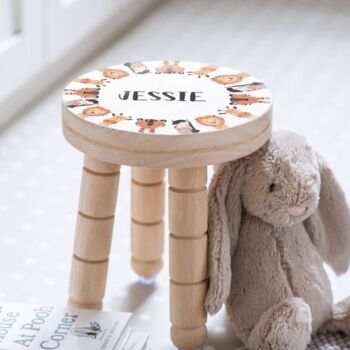 Personalised Childs Safari Name Wooden Stool, 2 of 2