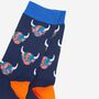 Men's Rainbow Highland Cow Print Bamboo Socks Navy Blue, thumbnail 3 of 4