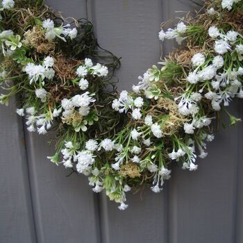 All Year Gypsophila Heart Wreath Gift Wedding, 4 of 4